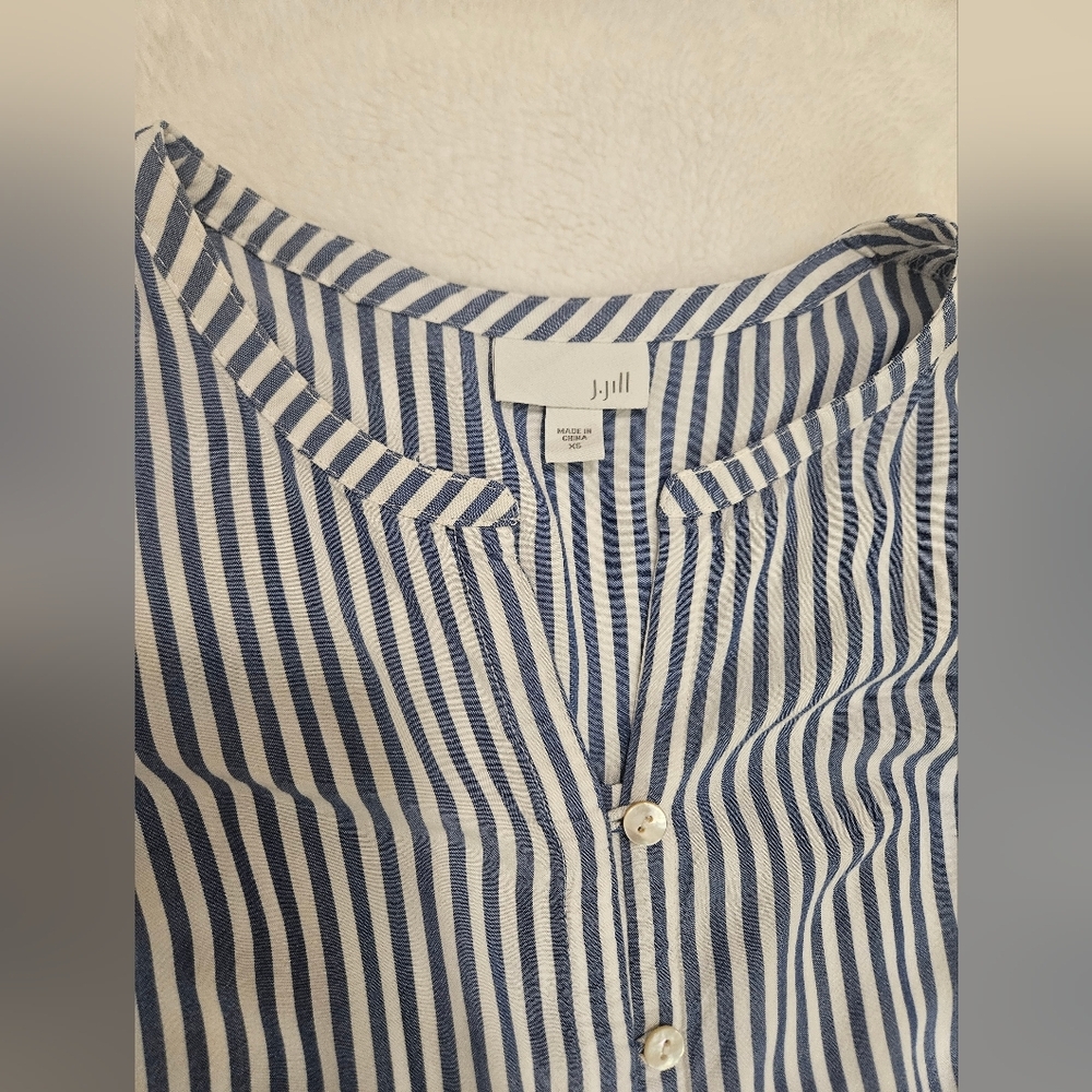 J.Jill Striped Tunic Blue And White  Blouse Size XS - Picture 7 of 9